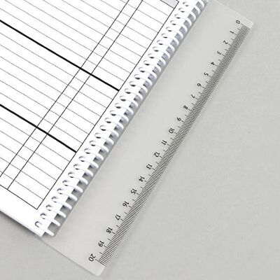 SPRINTIS 1 Regla marcapáginas de 20 cm para fijar en canutillos metálicos o espirales de plástico, PP, transparente SPRINTIS 1 Regla marcapáginas de 20 cm para fijar en canutillos metálicos o espirales de plástico, PP, transparente