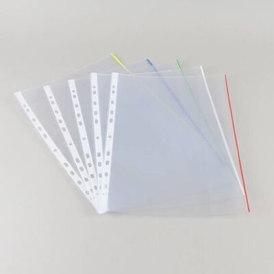 SPRINTIS 100 Unidades - Bolsillos perforados A4 con solapa, borde izquierdo coloreado blanco rojo amarillo azul verde, PP SPRINTIS 100 Unidades - Bolsillos perforados A4 con solapa, borde izquierdo coloreado blanco rojo amarillo azul verde, PP