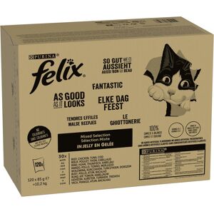 Felix Fantastic 120 x 85 g - Jumbopack - Mix de pescado (atún, salmón, bacalao, abadejo) en salsa y gelatina Felix Fantastic 120 x 85 g - Jumbopack - Mix de pescado (atún, salmón, bacalao, abadejo) en salsa y gelatina