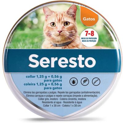 Collar antiparasitario Seresto para gatos - 38cm, Resistente al agua Collar antiparasitario Seresto para gatos - 38cm, Resistente al agua
