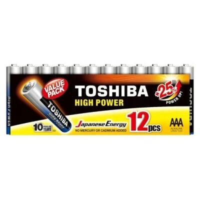 Pack de 12 Pilas AAA Toshiba High Power LR03/ 1.5V/ Alcalinas Pack de 12 Pilas AAA Toshiba High Power LR03/ 1.5V/ Alcalinas