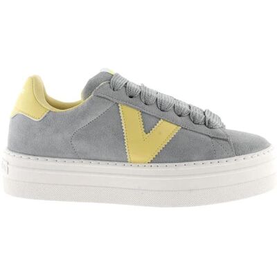 VICTORIA Zapatillas Barcelona 1092175 De Serraje Gris Con Contraste Amarillo Azul Talla 39 VICTORIA Zapatillas Barcelona 1092175 De Serraje Gris Con Contraste Amarillo Azul Talla 39