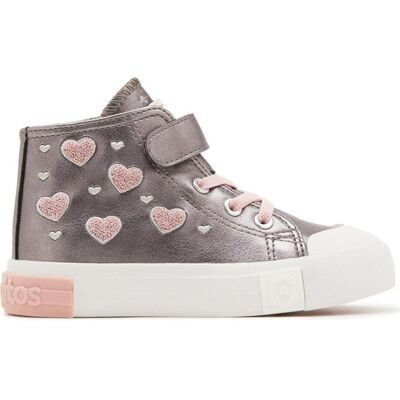 CONGUITOS 264024pewter Bota Lona Corazones Estaño Estano Talla 31 CONGUITOS 264024pewter Bota Lona Corazones Estaño Estano Talla 31