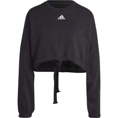 Adidas Sudadera Cropped Con Cordón Ajustable Negro Talla Small Adidas Sudadera Cropped Con Cordón Ajustable Negro Talla Small