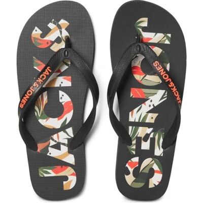 JACK AND JONES Chanclas Jack & Jones Jfw Logo Palm Print Flip Flop 12230642 Negro Negro Talla 42-43 JACK AND JONES Chanclas Jack & Jones Jfw Logo Palm Print Flip Flop 12230642 Negro Negro Talla 42-43