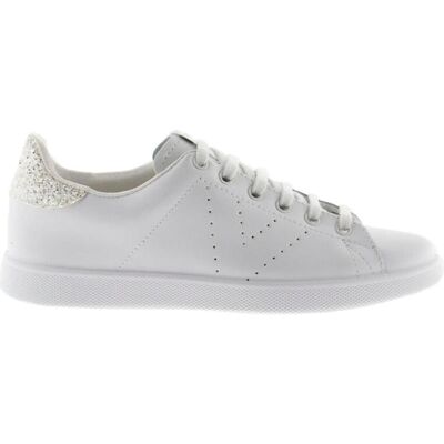 VICTORIA Zapatillas De Piel Blancas Con Detalle De Talón Glitter Blanco Talla 38 VICTORIA Zapatillas De Piel Blancas Con Detalle De Talón Glitter Blanco Talla 38