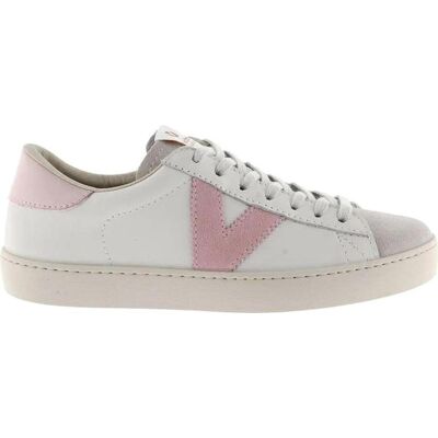 VICTORIA Berlin 1126142 - Zapatillas Blancas Piel Y Serraje Con Detalles Rosa Pétalo Petalo Talla 37 VICTORIA Berlin 1126142 - Zapatillas Blancas Piel Y Serraje Con Detalles Rosa Pétalo Petalo Talla 37