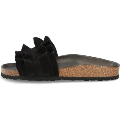 VERBENAS Sandalias Planas Rocío Mujer Negro Con Volante Talla 37 VERBENAS Sandalias Planas Rocío Mujer Negro Con Volante Talla 37