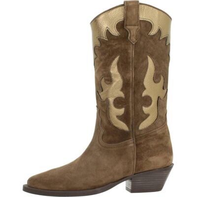 ALPE 2088 Bota Cowboy De Ante Y Piel Con Tacón Cubano Castaña Castana Talla 37 ALPE 2088 Bota Cowboy De Ante Y Piel Con Tacón Cubano Castaña Castana Talla 37