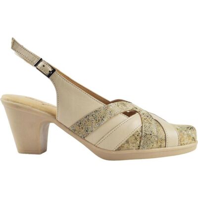 ANGELITOS Sandalias De Mujer Zapato Destalonado Piel Estampado Confort 1463 Beige Talla 36 ANGELITOS Sandalias De Mujer Zapato Destalonado Piel Estampado Confort 1463 Beige Talla 36