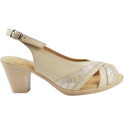 ANGELITOS Sandalias De Mujer Peep-Toe Destalonado Piel Cruzado Confort 1461 Beige Talla 38 ANGELITOS Sandalias De Mujer Peep-Toe Destalonado Piel Cruzado Confort 1461 Beige Talla 38