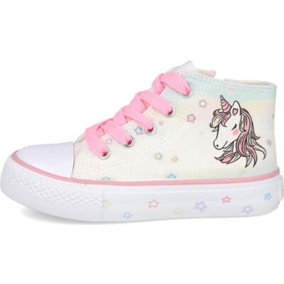 BUBBLE BOBBLE Botas De Lona Blancas Con Diseño De Unicornio C912 Blanco Talla 22 BUBBLE BOBBLE Botas De Lona Blancas Con Diseño De Unicornio C912 Blanco Talla 22
