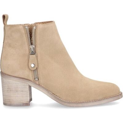 ALPE Botines 5377 De Serraje Beige Con Tacón Bloque Marrón Talla 40 ALPE Botines 5377 De Serraje Beige Con Tacón Bloque Marrón Talla 40