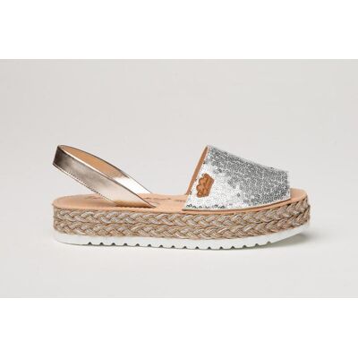 EVA MAÑAS De Mujer Ibicenca Glitter-Sequins Gel-Memory Foam 1253 Plata Talla 36 EVA MAÑAS De Mujer Ibicenca Glitter-Sequins Gel-Memory Foam 1253 Plata Talla 36