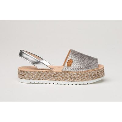 EVA MAÑAS De Mujer Ibicenca Saco Metalizado Gel-Memory Foam 1254 Plata Talla 39 EVA MAÑAS De Mujer Ibicenca Saco Metalizado Gel-Memory Foam 1254 Plata Talla 39