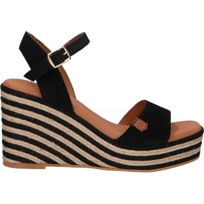 POPA 051 Coral Serraje - Sandalias De Cuña Negras Con Rayas Negro Serraje Ca34804 002 Talla 36 POPA 051 Coral Serraje - Sandalias De Cuña Negras Con Rayas Negro Serraje Ca34804 002 Talla 36