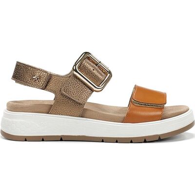 FLUCHOS Sandalia Casual De Piel Con Suela De Goma Cuero Bronce Talla 38 FLUCHOS Sandalia Casual De Piel Con Suela De Goma Cuero Bronce Talla 38