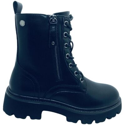 XTI Botín Militar 144428 Negro Con Cremallera Y Cordones Negro Talla 38 XTI Botín Militar 144428 Negro Con Cremallera Y Cordones Negro Talla 38