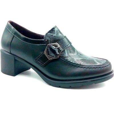 PITILLOS Mocasín Abotinado Con Tacón Y Hebilla, Color Negro (4 Cm) Negro Talla 37,5 PITILLOS Mocasín Abotinado Con Tacón Y Hebilla, Color Negro (4 Cm) Negro Talla 37,5
