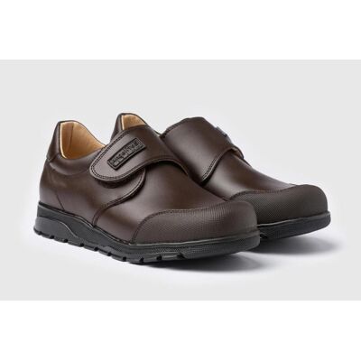 ANGELITOS Zapato Colegial De Napa Con Velcro - Modelo 453 Marrón (Tallas 22-42) Marrón Talla 25 ANGELITOS Zapato Colegial De Napa Con Velcro - Modelo 453 Marrón (Tallas 22-42) Marrón Talla 25