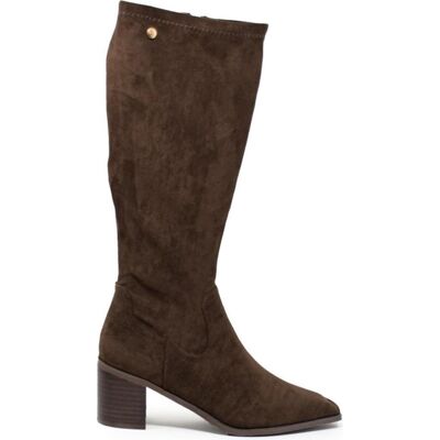 ISTERIA Bota Alta Con Tacón Bloque Elástica, Modelo 580, Moka Marrón Marron Talla 41 ISTERIA Bota Alta Con Tacón Bloque Elástica, Modelo 580, Moka Marrón Marron Talla 41