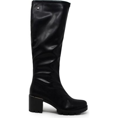 ISTERIA Bota Alta Con Tacón Bloque, Modelo 612, Negro Negro Talla 40 ISTERIA Bota Alta Con Tacón Bloque, Modelo 612, Negro Negro Talla 40