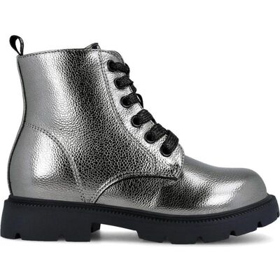 GARVALIN Botines Militares Garvalín Matilde Plateados Con Cordones Marronb172 Talla 34 GARVALIN Botines Militares Garvalín Matilde Plateados Con Cordones Marronb172 Talla 34