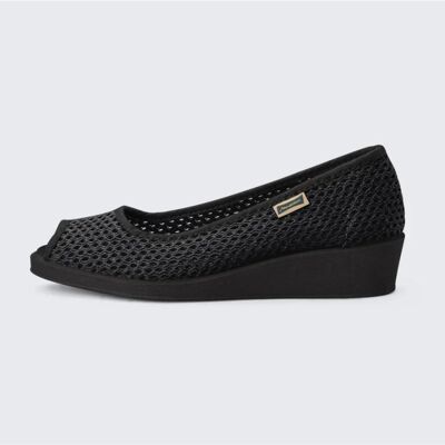 MAIANS Zapato Ines Rejilla Negro Con Cuña Y Puntera Abierta Negro Talla 35 MAIANS Zapato Ines Rejilla Negro Con Cuña Y Puntera Abierta Negro Talla 35
