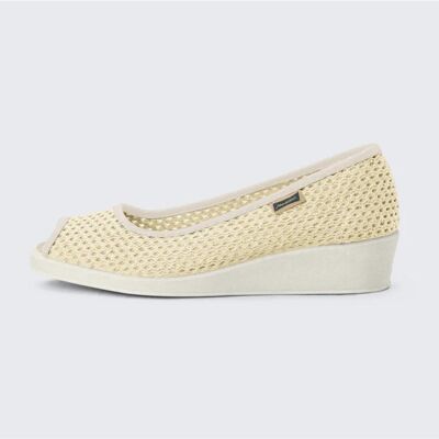 MAIANS Zapato Ines Rejilla Beige Con Cuña Y Puntera Abierta Beige Talla 35 MAIANS Zapato Ines Rejilla Beige Con Cuña Y Puntera Abierta Beige Talla 35