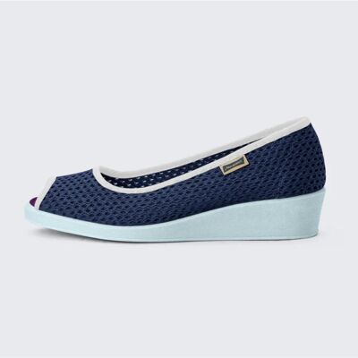 MAIANS Zapato Ines Rejilla Azul Con Cuña Y Puntera Abierta Azul Talla 35 MAIANS Zapato Ines Rejilla Azul Con Cuña Y Puntera Abierta Azul Talla 35
