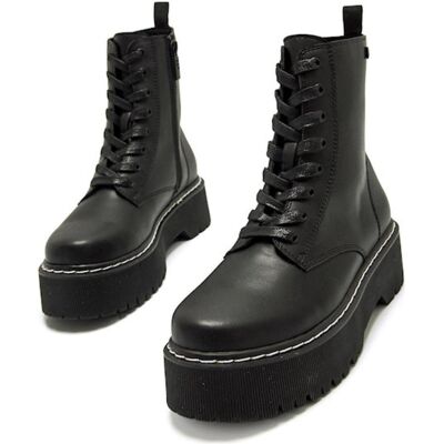 MTNG Botas Militares Doble Plataforma Negras Con Cordones Negro Talla 39 MTNG Botas Militares Doble Plataforma Negras Con Cordones Negro Talla 39