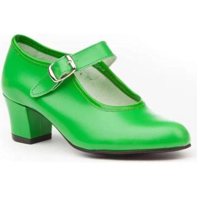 ANGELITOS Zapatos De Flamenco Para Niña Con Tacón Y Hebilla Verde Talla 24 ANGELITOS Zapatos De Flamenco Para Niña Con Tacón Y Hebilla Verde Talla 24