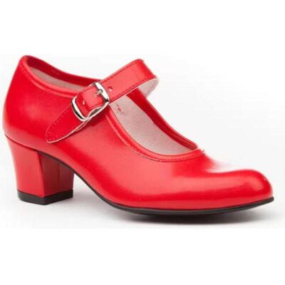 ANGELITOS Zapatos De Flamenco Para Niña Con Tacón Y Hebilla Rojo Talla 34 ANGELITOS Zapatos De Flamenco Para Niña Con Tacón Y Hebilla Rojo Talla 34