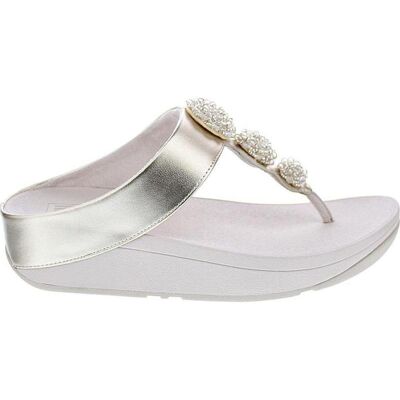 FITFLOP Sandalias Fino Beadie-Button De Piel Para Mujer En Plateado Plateado Talla 41,5 FITFLOP Sandalias Fino Beadie-Button De Piel Para Mujer En Plateado Plateado Talla 41,5
