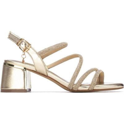 XTI Sandalias 1171451 Con Tiras Cruzadas Y Tacón Metálico 4 Cm Oro-Platino Talla 39 XTI Sandalias 1171451 Con Tiras Cruzadas Y Tacón Metálico 4 Cm Oro-Platino Talla 39