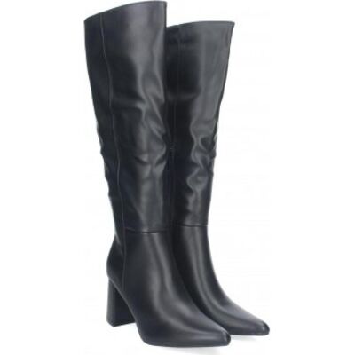 SPORT3PUNTO0 Botas Altas De Cuero Negro Con Tacón Cuadrado Para Mujer Varios Colores Talla 36 SPORT3PUNTO0 Botas Altas De Cuero Negro Con Tacón Cuadrado Para Mujer Varios Colores Talla 36