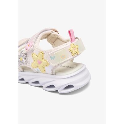 CONGUITOS Sandalias Planas Infantiles Con Detalles Florales 260016 Blanco Talla 33 CONGUITOS Sandalias Planas Infantiles Con Detalles Florales 260016 Blanco Talla 33