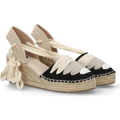 SPORT3PUNTO0 Cuña Espadrille Con Tiras Negro Y Beige Varios Colores Talla 40 SPORT3PUNTO0 Cuña Espadrille Con Tiras Negro Y Beige Varios Colores Talla 40