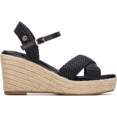XTI Sandalia De Cuña Con Tiras Cruzadas Y Acabado Trenzado Negro Talla 41 XTI Sandalia De Cuña Con Tiras Cruzadas Y Acabado Trenzado Negro Talla 41