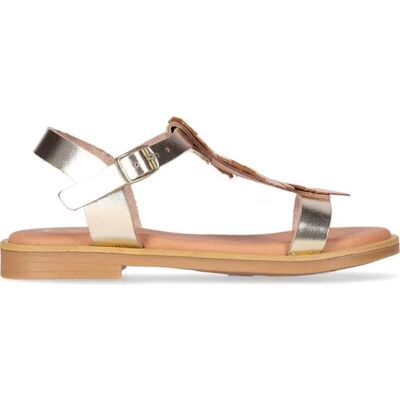 CHIKA10 Sandalia Plana T-Strap Chic 02 Platino-Lg Gold Talla 35 CHIKA10 Sandalia Plana T-Strap Chic 02 Platino-Lg Gold Talla 35