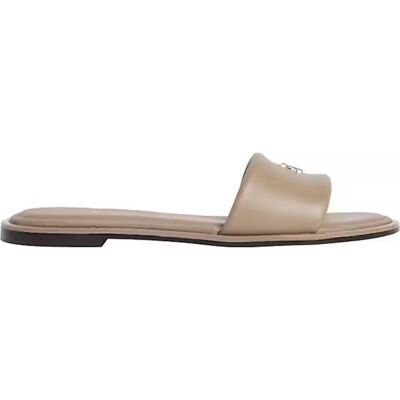 Calvin Klein Sandalias Planas Round Logo En Piel Taupe Talla 36 Calvin Klein Sandalias Planas Round Logo En Piel Taupe Talla 36