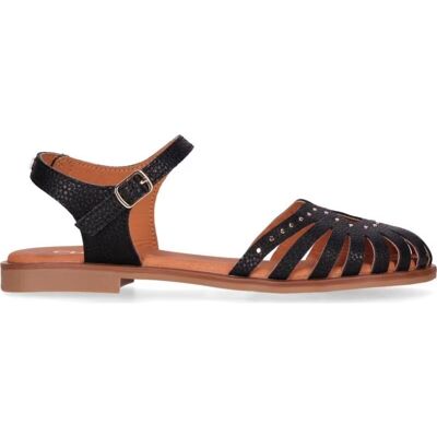 CHIKA10 Sandalia Estilo Menorquina Con Tiras Y Hebilla Negro-Black Talla 36 CHIKA10 Sandalia Estilo Menorquina Con Tiras Y Hebilla Negro-Black Talla 36