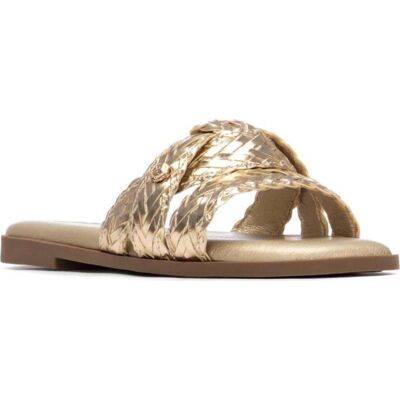 XTI Sandalias Planas Con Tiras Trenzadas Oro Talla 35 XTI Sandalias Planas Con Tiras Trenzadas Oro Talla 35