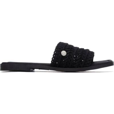 XTI Sandalia Plana Trenzada Con Detalle De Aplique Negro Talla 36 XTI Sandalia Plana Trenzada Con Detalle De Aplique Negro Talla 36