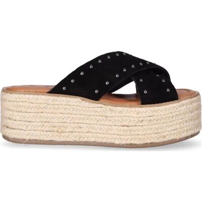 CHIKA10 Sandalia Plataforma Con Tiras Cruzadas Y Tachuelas Negro-Black Talla 39 CHIKA10 Sandalia Plataforma Con Tiras Cruzadas Y Tachuelas Negro-Black Talla 39