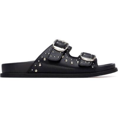 XTI Sandalias Planas Con Hebillas Y Tachuelas Negro Talla 40 XTI Sandalias Planas Con Hebillas Y Tachuelas Negro Talla 40