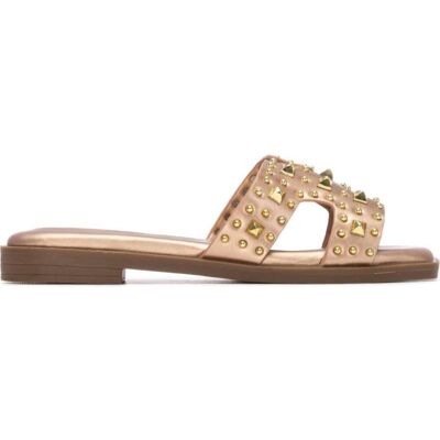 XTI Sandalia Plana Con Tachuelas Y Diseño Calado Oro Talla 37 XTI Sandalia Plana Con Tachuelas Y Diseño Calado Oro Talla 37