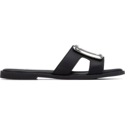 XTI Sandalia Plana Con Hebilla Metálica Negro Talla 38 XTI Sandalia Plana Con Hebilla Metálica Negro Talla 38