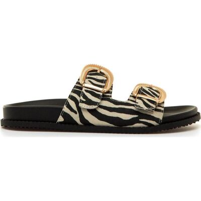 MTNG Sandalias 55493 Con Hebillas Y Estampado Animal Negro Talla 36 MTNG Sandalias 55493 Con Hebillas Y Estampado Animal Negro Talla 36
