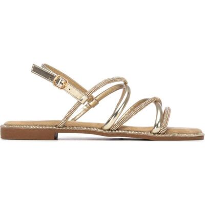 XTI Sandalia Plana De Tiras Cruzadas 145106 Oro Talla 39 XTI Sandalia Plana De Tiras Cruzadas 145106 Oro Talla 39